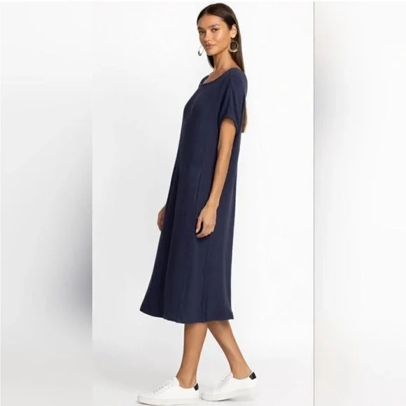 Johnny Was Calme Hachi Cap Sleeves Midi Dress in Navy Size XL - Picture 4 of 13